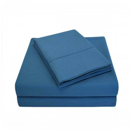 LUXOR TREASURES 300 California King Sheet Set, Percale Solid Patterned - Navy Blue P300CKSH SLNB